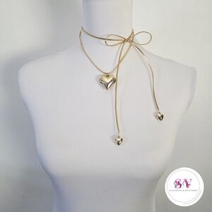 Gold heart choker necklace